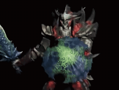 A Computer Generated Image Of A Monster With A Sword In His Hand . GIF
