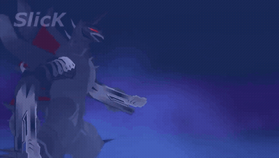 A Computer Generated Image Of A Monster With The Word Slick In The Corner . GIF