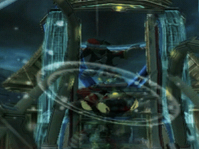 A Computer Generated Image Of A Person In A Tunnel With A Blue Circle Around Them GIF