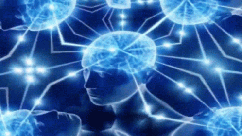 A Computer Generated Image Of A Person 'S Brain With A Lot Of Lights Coming Out Of It GIF