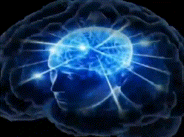 A Computer Generated Image Of A Person 'S Brain With Glowing Lines Coming Out Of It GIF