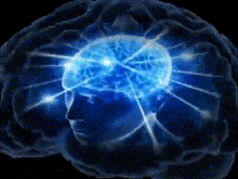 A Computer Generated Image Of A Person 'S Brain With Glowing Lines Coming Out Of It GIF