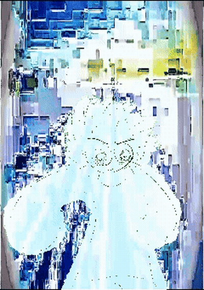 A Computer Generated Image Of A Person 'S Face In A Blue And Yellow Background GIF