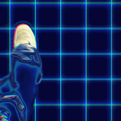 A Computer Generated Image Of A Person 'S Head With A Pink Light Coming Out Of It 'S Eye GIF