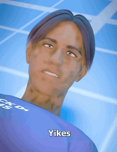 A Computer Generated Image Of A Person With The Word Yikes On Their Shirt GIF