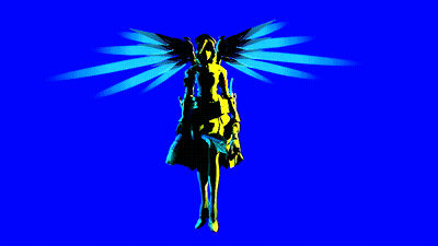 A Computer Generated Image Of A Person With Wings And A Gun GIF