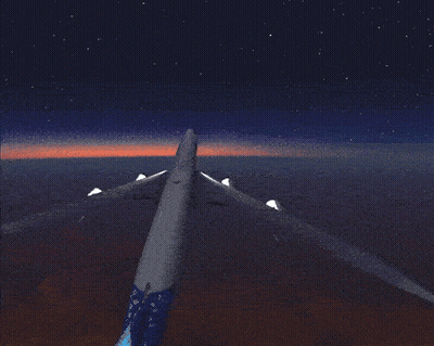 A Computer Generated Image Of A Plane Flying In The Sky GIF