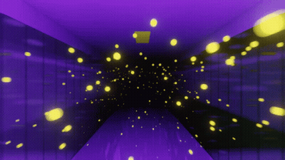 A Computer Generated Image Of A Purple And Black Room With Yellow Lights GIF
