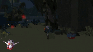 A Computer Generated Image Of A Purple Circle With A Monster In The Background GIF