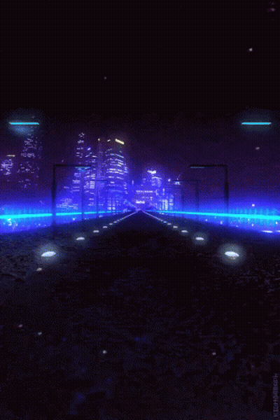 A Computer Generated Image Of A Road With A City In The Background And A Watermark That Says ' Nintendo ' GIF