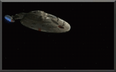 A Computer Generated Image Of A Space Ship With Blue Lights GIF
