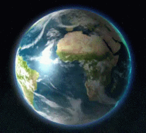A Computer Generated Image Of A Spinning Earth With A Dark Background GIF