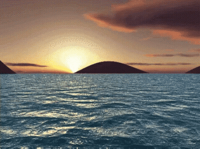A Computer Generated Image Of A Sunset Over The Ocean GIF