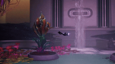 A Computer Generated Image Of A Waterfall In A Room GIF