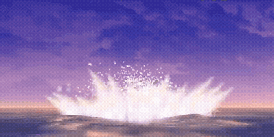 A Computer Generated Image Of A Wave Crashing Into The Ocean . GIF