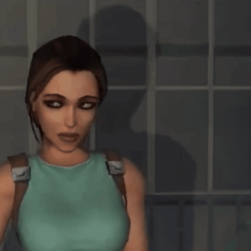 A Computer Generated Image Of A Woman In A Blue Tank Top GIF