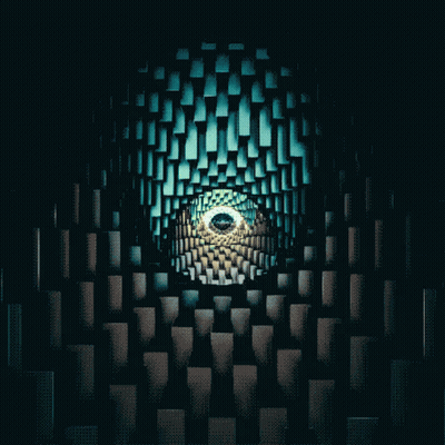 A Computer Generated Image Of An Eye In The Middle Of A Tunnel GIF
