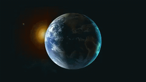 A Computer Generated Image Of The Earth With A Sun In The Background GIF