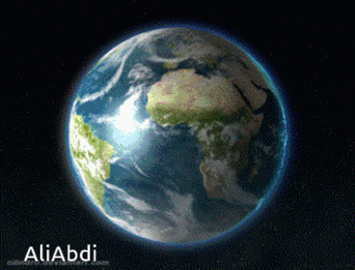 A Computer Generated Image Of The Earth With The Name Aliabdi Written Below It GIF