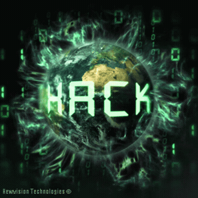 A Computer Generated Image Of The Earth With The Word Hack On It GIF