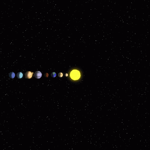 A Computer Generated Image Of The Solar System With The Sun In The Center GIF
