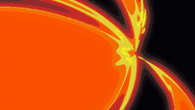 A Computer Generated Image Of The Sun With A Black Background And A Yellow Glow GIF