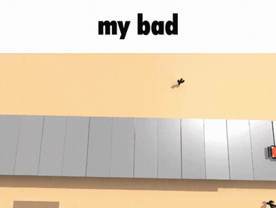 A Computer Generated Image With The Words " My Bad " On Top GIF