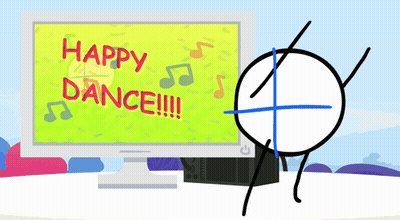 A Computer Monitor Displays A Happy Dance Message GIF