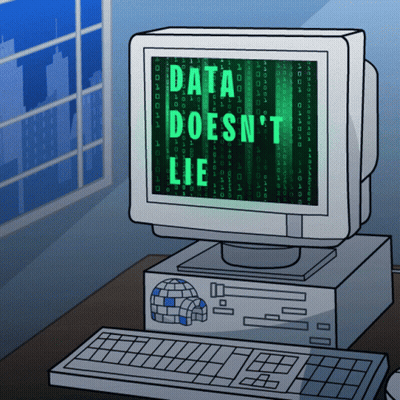 A Computer Monitor Displays The Message Data Does N't Lie GIF