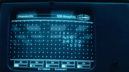 A Computer Monitor Displays The Word Dranosville At The Top Of The Screen GIF