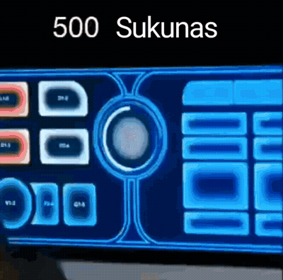A Computer Monitor With The Words 500 Sukunas Written On It GIF