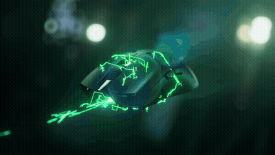 A Computer Mouse Is Glowing In The Dark And Has Arrows Pointing In Different Directions GIF