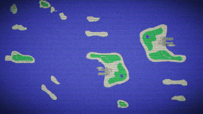 A Computer Screen Displays A Map Of A Tropical Island GIF
