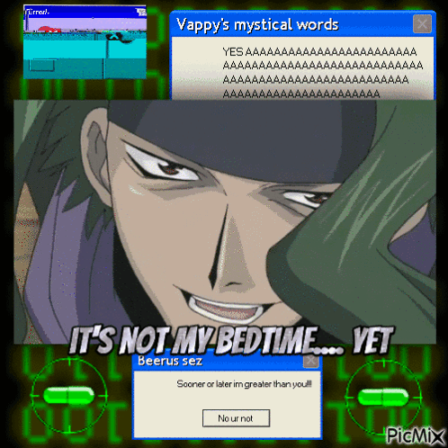 A Computer Screen Displays A Message That Says " It 'S Not My Bedtime Yet " GIF