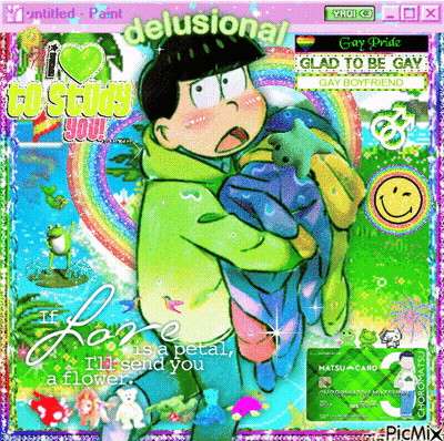 A Computer Screen Shows A Cartoon Character Holding A Stuffed Animal And The Words " I Love To Study You " On The Bottom GIF