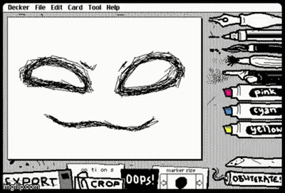 A Computer Screen Shows A Drawing Of A Face With Markers In Different Colors Including Pink And Yellow GIF