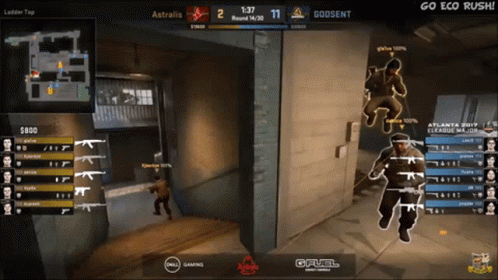 A Computer Screen Shows A Game Between Astralis And Godsent GIF