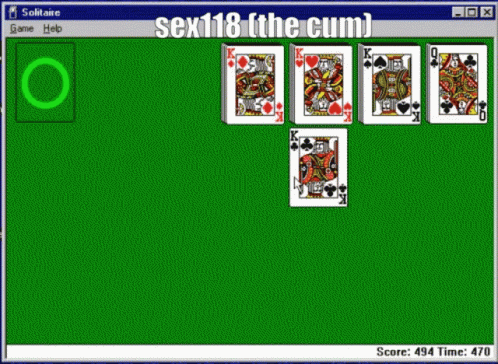 A Computer Screen Shows A Game Of Solitaire And The Score Is 474 GIF