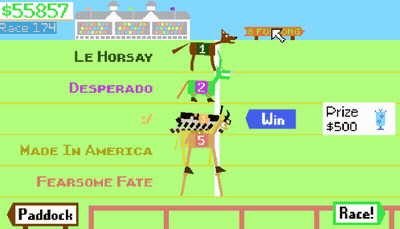 A Computer Screen Shows A Horse Race With The Words $ 558 And They 'Re Off Written On It GIF