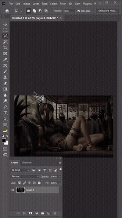 A Computer Screen Shows A Picture Of A Woman Laying On A Bed GIF
