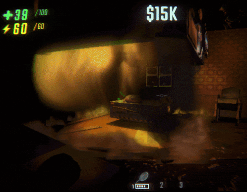 A Computer Screen Shows A Room With A Bed And A Sign That Says $ 15K On It GIF