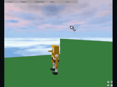A Computer Screen Shows A Spongebob Character Standing On A Grassy Field GIF