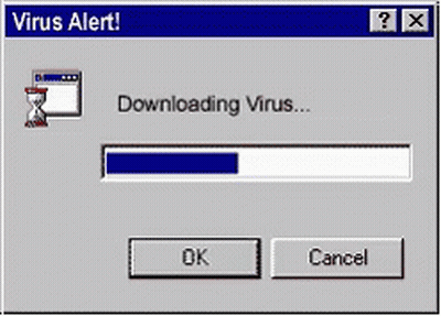 A Computer Screen That Says Virus Alert And A Downloading Virus Bar GIF