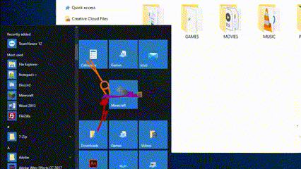 A Computer Screen With A Clock On It And A Red Arrow Pointing To The Start Menu GIF