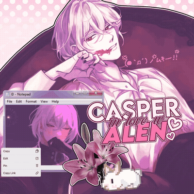 A Computer Screen With A Picture Of A Man And The Words Casper In Love With Allen GIF