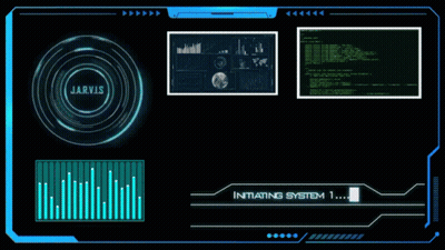 A Computer Screen With Jarvis And Initiating System Written On It GIF