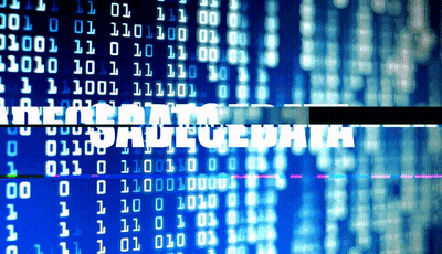 A Computer Screen With The Words " Encrypted Data " Displayed GIF
