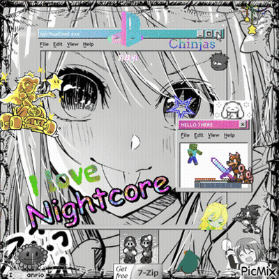 A Computer Screen With The Words I Love Nightcore GIF
