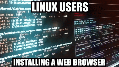 A Computer Screen With The Words Linux Users Installed A Web Browser GIF