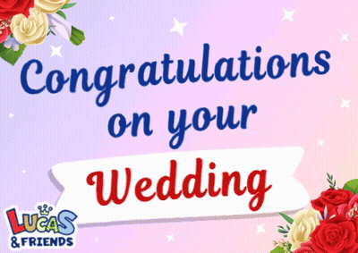 A Congratulations On Your Wedding Sign With Flowers GIF